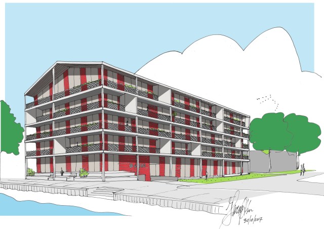 Waterzijde schets 1 kleur